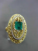 ANTIQUE LARGE .70CT AAA EMERALD 14K TWO TONE GOLD FILIGREE SOLITAIRE RING #20251