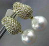 LARGE 2.58CT DIAMOND & AAA SOUTH SEA PEARL 18KT YELLOW GOLD 3D HANGING EARRINGS