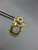 .15CT DIAMOND 14K 2 TONE GOLD CIRCULAR NUGGET SEMI HOOP CLIP ON HANGING EARRINGS