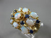 ANTIQUE LARGE 3.20CT AAA SAPPHIRE & OPAL 14KT YELLOW GOLD FILIGREE RING #22337