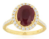 3.70CT DIAMOND & AAA RUBY 14KT YELLOW GOLD 3D OVAL & ROUND HALO ENGAGEMENT RING