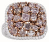 LARGE 3.87CT WHITE & PINK DIAMOND 18K WHITE & ROSE GOLD MULTI SHAPE CLUSTER RING