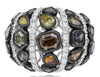 LARGE 5.54CT WHITE & MULTI COLOR MULTI SHAPE DIAMOND 18K WHITE & BLACK GOLD RING