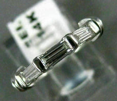 ANTIQUE .35CT DIAMOND 14KT WHITE GOLD 3 STONE BAGUETTE ANNIVERSARY RING #ELV19