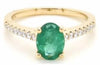 ESTATE 1.36CT DIAMOND & AAA EMERALD 18K YELLOW GOLD OVAL & ROUND ENGAGEMENT RING