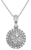 .50CT DIAMOND 14KT WHITE GOLD CLUSTER FLOWER DOUBLE HALO LOVE FLOATING PENDANT