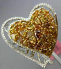 EXTRA LARGE 3.90CT WHITE & FANCY YELLOW DIAMOND 18K 2 TONE GOLD HEART LOVE RING