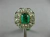 ANTIQUE LARGE 3.80CT DIAMOND & AAA EMERALD PLATINUM 3D OCTAGON ANNIVERSARY RING