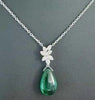 LARGE 10.65CT DIAMOND & AAA EMERALD 18KT WHITE GOLD 3D TEAR DROP FLORAL NECKLACE