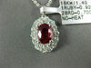 LARGE 1.62CT DIAMOND & AAA RUBY 18KT WHITE GOLD 3D OVAL DOUBLE HALO PENDANT