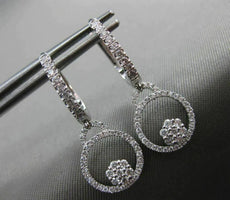 ESTATE .47CT DIAMOND 18K WHITE GOLD 3D FLOWER CIRCLE OF LIFE HUGGIE EARRINGS VVS