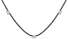 5.51CT DIAMOND & AAA SAPPHIRE 18KT YELLOW GOLD 3D ROUND & BAGUETTE LOVE NECKLACE