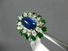 ANTIQUE LARGE 6.3CT DIAMOND AAA SAPPHIRE & EMERALD PLATINUM 18K YELLOW GOLD RING