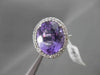 ESTATE LARGE 7.28CT DIAMOND & AAA AMETHYST 14KT WHITE GOLD 3D FILIGREE HALO RING