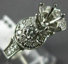 ANTIQUE WIDE .80CT DIAMOND 18K WHITE GOLD ROUND SEMI MOUNT ENGAGEMENT RING 14399
