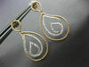 ESTATE .53CT DIAMOND 18KT 2 TONE GOLD 3D CLASSIC TEAR DROP LOVE HANGING EARRINGS