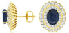 3.8CT DIAMOND & AAA SAPPHIRE 14KT YELLOW GOLD 3D OVAL & ROUND SCREWBACK EARRINGS