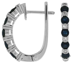 1.64CT DIAMOND & AAA SAPPHIRE 14KT WHITE GOLD 3D BEZEL CHANNEL HANGING EARRINGS