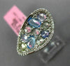 ESTATE 1.68CT DIAMOND & AAA EXTRA FACET MULTI GEM 14KT WHITE GOLD 3D OVAL RING