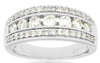 WIDE 1.0CT DIAMOND 14K WHITE GOLD 7 STONE 3 ROW CHANNEL WEDDING ANNIVERSARY RING