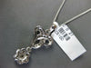 ESTATE .27CT DIAMOND 14KT WHITE GOLD FLOWER TEAR DROP FILIGREE FLOATING PENDANT