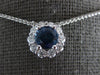 ESTATE 1.31CT DIAMOND & AAA SAPPHIRE 18KT WHITE GOLD ROUND FLOWER LOVE NECKLACE
