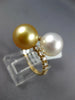 WIDE .23CT DIAMOND & AAA WHITE & GOLDEN SOUTH SEA PEARL 18KT YELLOW GOLD RING