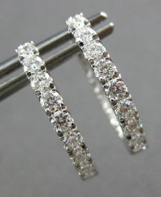 ESTATE 1.06CT DIAMOND 18KT WHITE GOLD 3D INSIDE OUT OVAL HOOP HANGING EARRINGS