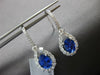 3.99CT DIAMOND & AAA SAPPHIRE 18KT WHITE GOLD 3D OVAL TEAR DROP HANGING EARRINGS