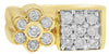 ESTATE .92CT DIAMOND 14KT YELLOW GOLD 3D FLOWER SQUARE BEZEL ETOILE FUN RING
