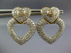 ESTATE LARGE 3.50CT DIAMOND 18K 2 TONE GOLD HEART SHAPE CLIP ON HANGING EARRINGS
