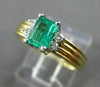 ESTATE .55CT DIAMOND & AAA EMERALD 14K WHITE & YELLOW GOLD ENGAGEMENT RING #4421