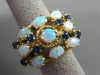 ANTIQUE LARGE 3.20CT AAA SAPPHIRE & OPAL 14KT YELLOW GOLD FILIGREE RING #22337