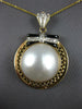 ESTATE LARGE .20CT DIAMOND & AAA PEARL 18KT 2 TONE GOLD CIRCULAR PENDANT #27172