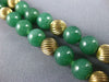 ANTIQUE AAA GREEN JADE 14KT YELLOW GOLD 3D CLASSIC BEADED 2 ROW BRACELET #2631