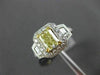 ESTATE 2.04CT GIA FANCY YELLOW DIAMOND 18K TWO TONE GOLD 3 STONE ENGAGEMENT RING