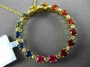 LARGE 1.20CT DIAMOND MULTI COLOR SAPPHIRE 14K YELLOW GOLD CIRCLE OF LIFE PENDANT