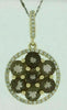 1.86CT DIAMOND & AAA SMOKY TOPAZ 14KT YELLOW GOLD 3D FLOWER HALO LOVE PENDANT