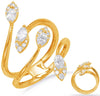 WIDE .75CT DIAMOND 14KT YELLOW GOLD ROUND & MARQUISE MULTI ROW MULTI LEAF RING