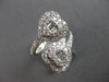 LARGE 1.6CT DIAMOND 14KT WHITE GOLD ROUND & BAGUETTE HEART CRISS CROSS LOVE RING