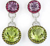 18.18CT DIAMOND & AAA MULTI GEM 14KT WHITE GOLD DOUBLE FLOWER HANGING EARRINGS