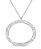 ESTATE 0.27CT DIAMOND 14KT WHITE GOLD 3D DOUBLE ROW OVAL CIRCLE OF LIFE NECKLACE