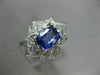 LARGE 2.46CT DIAMOND & AAA CUSHION CUT TANZANITE 14KT WHITE GOLD ENGAGEMENT RING