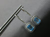 1.87CT DIAMOND & AAA BLUE TOPAZ 14KT WHITE GOLD HALO LEVERBACK HANGING EARRINGS