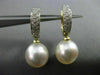 ESTATE .25CT DIAMOND 14KT GOLD AAA SOUTH SEA PEARL 3 ROW HUGGIE HANGING EARRINGS
