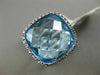 ESTATE LARGE 5.42CT DIAMOND & AAA BLUE TOPAZ 14K WHITE GOLD SQUARE FILIGREE RING