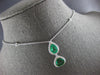 LARGE 2.4CT DIAMOND & AAA EMERALD 18K 2 TONE GOLD DOUBLE TEAR DROP LOVE NECKLACE