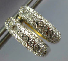 ANTIQUE WIDE .97CT DIAMOND 14KT WHITE & YELLOW GOLD ETOILE HUGGIE EARRINGS #1064