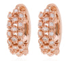 ESTATE .30CT DIAMOND 18KT ROSE GOLD 3 ROW CLUSTER HUGGIE HOOP HANGING EARRINGS