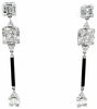 2.97CT DIAMOND & AAA ONYX 18KT WHITE GOLD ROUND & BAGUETTE BY THE YARD EARRINGS